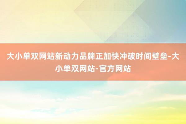 大小单双网站新动力品牌正加快冲破时间壁垒-大小单双网站-官方网站