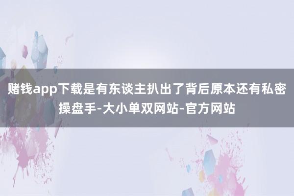 赌钱app下载是有东谈主扒出了背后原本还有私密操盘手-大小单双网站-官方网站