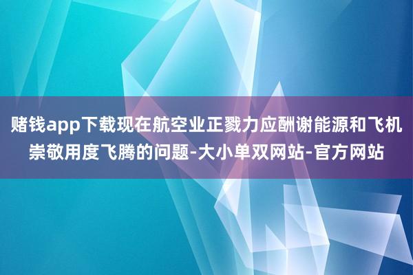 赌钱app下载现在航空业正戮力应酬谢能源和飞机崇敬用度飞腾的问题-大小单双网站-官方网站