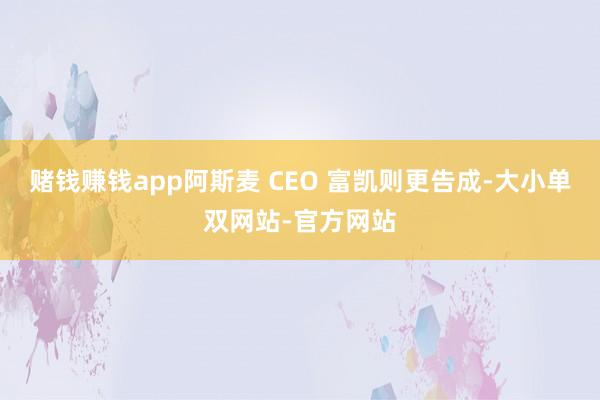 赌钱赚钱app阿斯麦 CEO 富凯则更告成-大小单双网站-官方网站