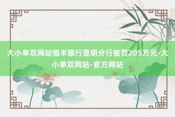 大小单双网站恒丰银行昆明分行被罚205万元-大小单双网站-官方网站