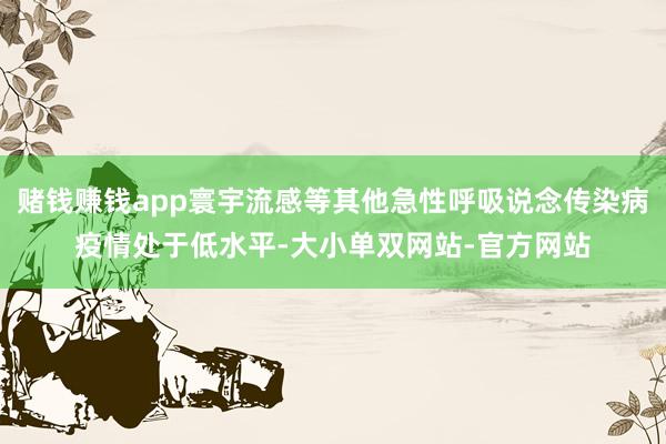 赌钱赚钱app寰宇流感等其他急性呼吸说念传染病疫情处于低水平-大小单双网站-官方网站