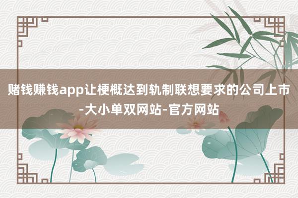 赌钱赚钱app让梗概达到轨制联想要求的公司上市-大小单双网站-官方网站