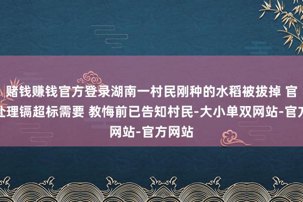赌钱赚钱官方登录湖南一村民刚种的水稻被拔掉 官方：处理镉超标需要 教悔前已告知村民-大小单双网站-官方网站